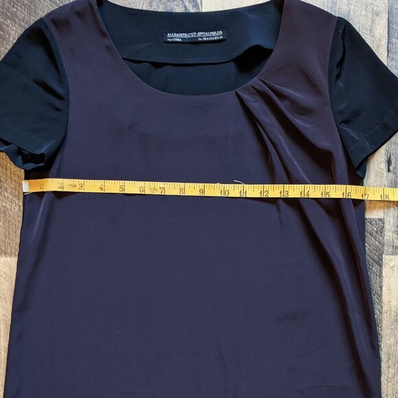 All Saints Lacyn T-Shirt Dress Short Sleeves Relaxed Fit Black Plum - Picture 6 of 6